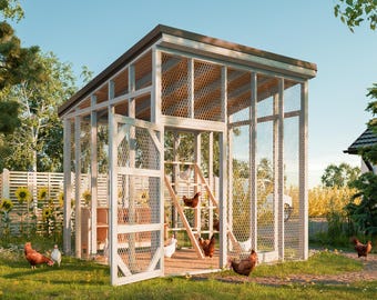 DIY Walk-In Chicken Run Plans – Large Predator-Proof Outdoor Coop Enclosure with Slanted Roof