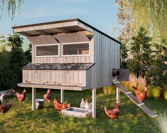 4x6 Elevated Chicken Coop Plans, DIY Raised Hen House, Backyard Coop PDF