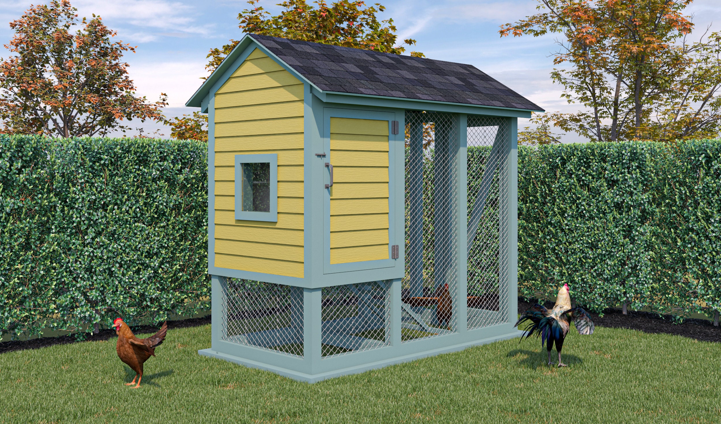 4x8 Chicken Coop Plans DIY Walk in Chicken Run for 8 Chickens Etsy