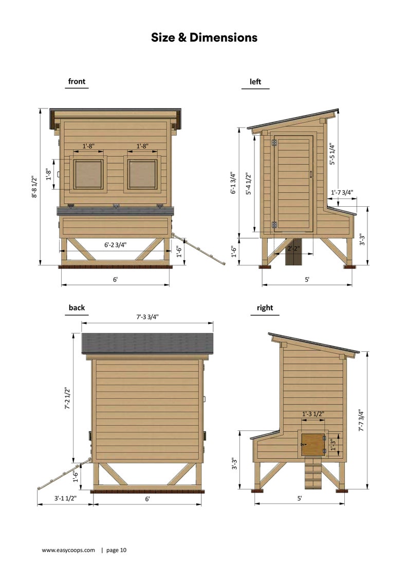 Chicken Coop Plans 5x6 Walk in Chicken Coop for 12 Chickens Etsy