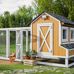 6x14 Walk-In Farmhouse Style Chicken House with Run DIY Plans