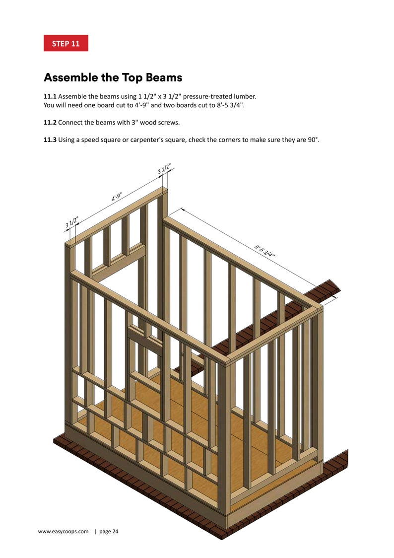 large chicken coop top beams assembly