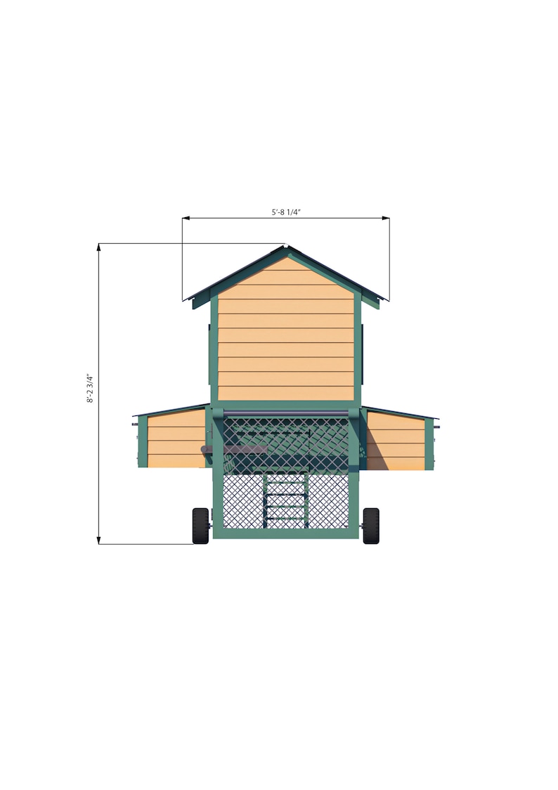 8x15 medium chicken tractor back side dimensions
