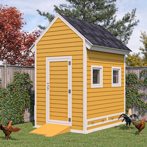 Chicken Coop Plans 6x8 DIY Gable Walk In Chicken Coop for 20 Chickens