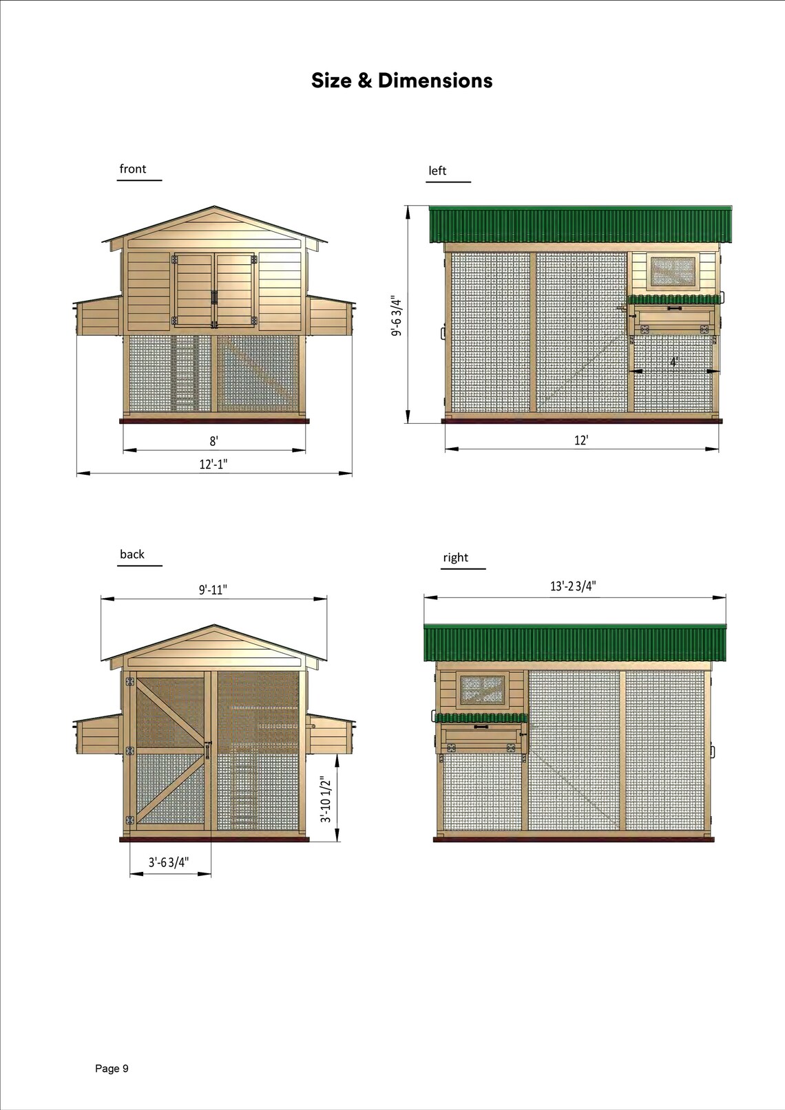 12x8 DIY Chicken Coop Plans 15 chickens Etsy