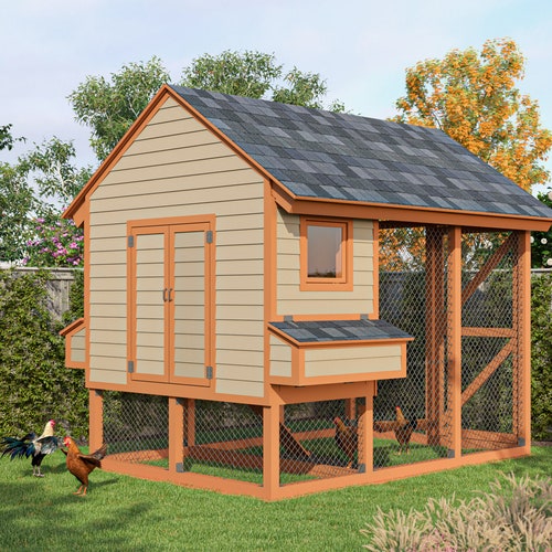 16x8 DIY Chicken Coop Plans With Walkin Run for up to 20 Etsy