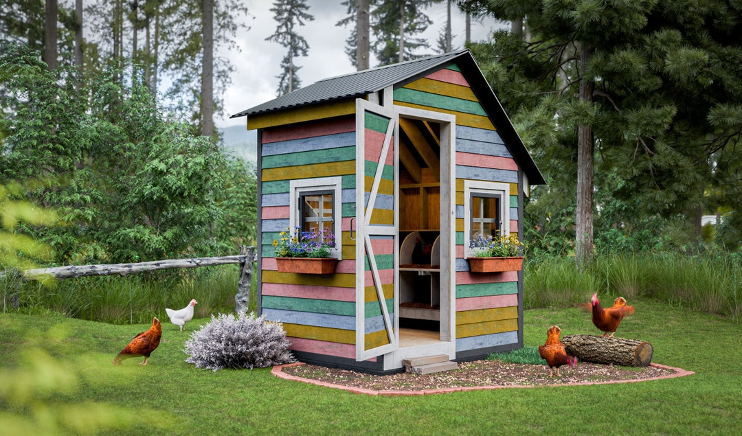鶏小屋の設計図 5x6 鶏小屋（10羽用） - Etsy 日本
