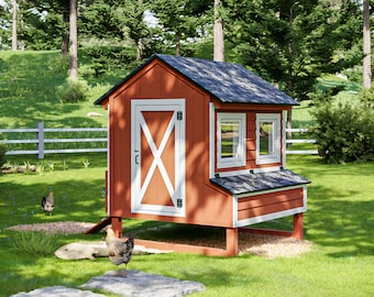 Farmhouse Chicken Coop Plans, DIY Walk-In Coop, Backyard Hen House PDF