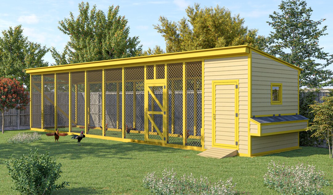 Chicken Coop Plans 9x42 DIY Walk in Chicken Run for 22 - Etsy Sweden