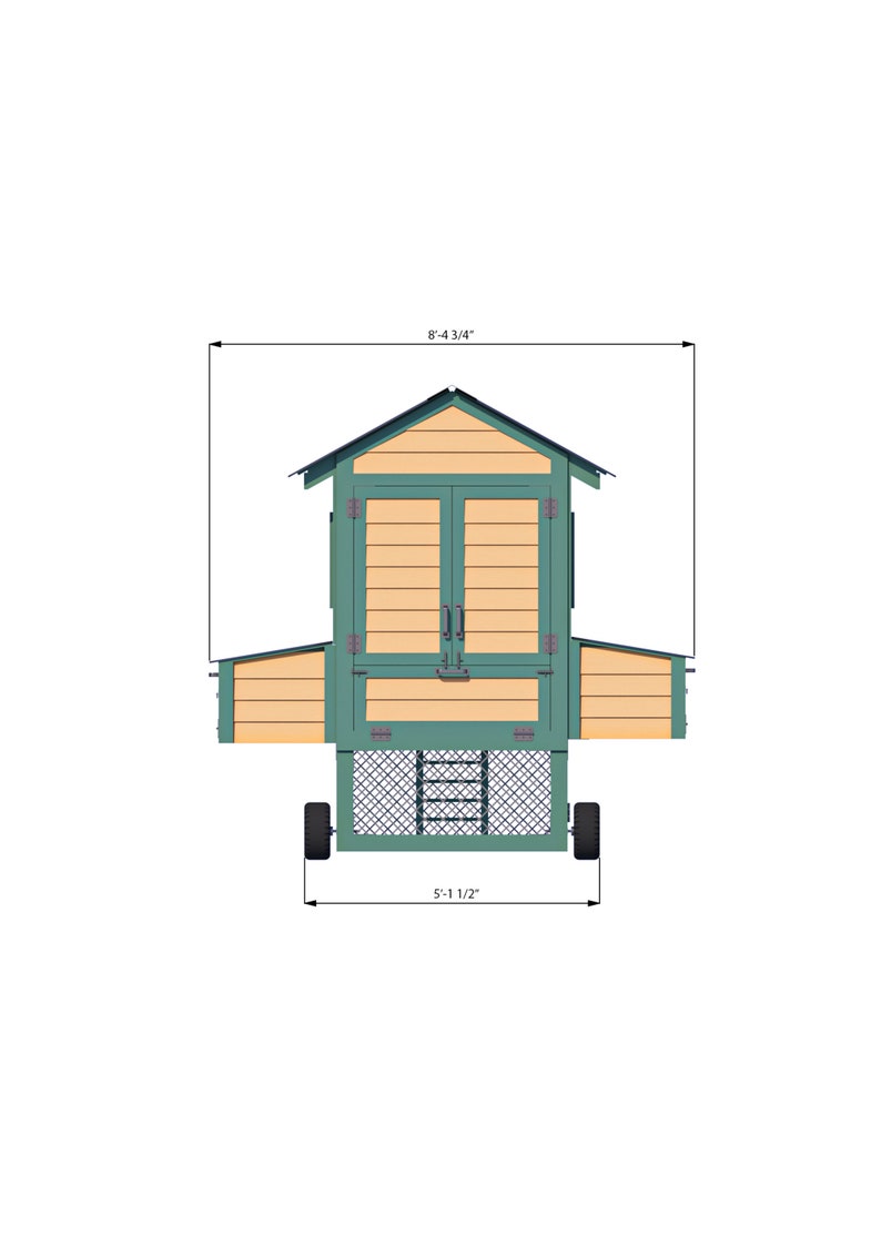 8x15 medium chicken tractor front side dimensions