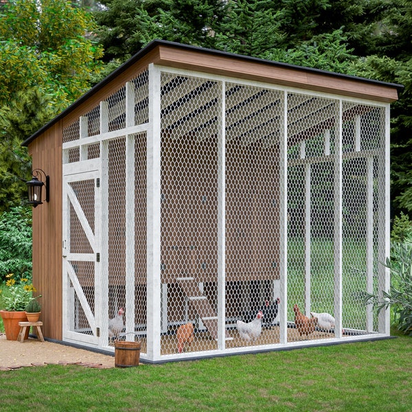 Walk-In Chicken Coop Plans With Run for 16 Chickens PDF Plans With Imperial and Metric Versions