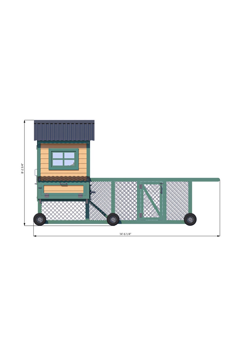 8x15 medium chicken tractor right side dimensions