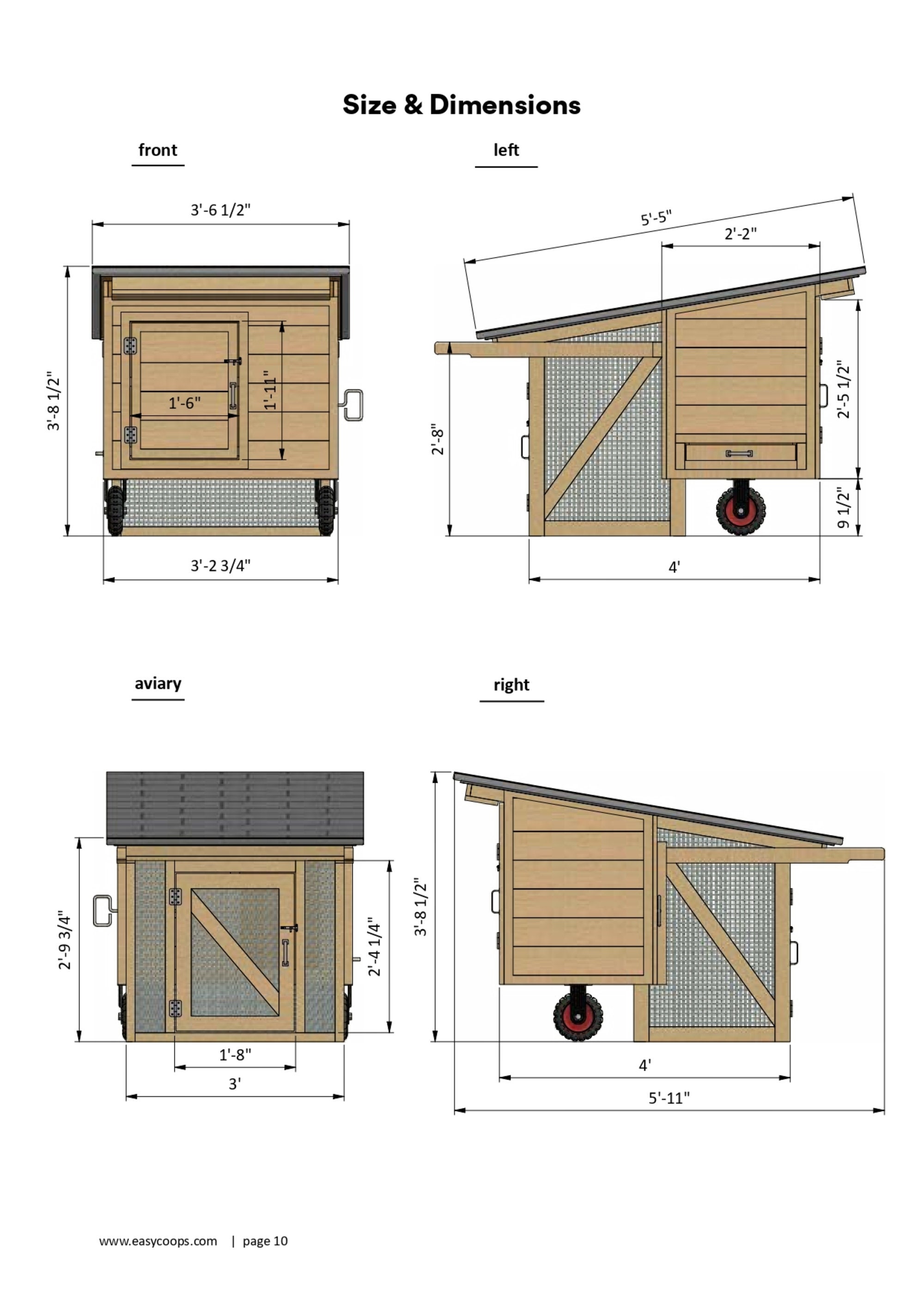 3x4 DIY Movable Chicken Tractor Plan for 4 Chickens Etsy