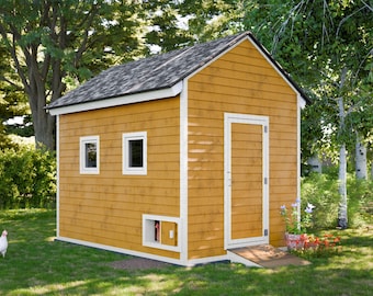 8x12 Gable Chicken Coop Plans, Walk-In Coop for 20 Chickens, DIY Hen House PDF