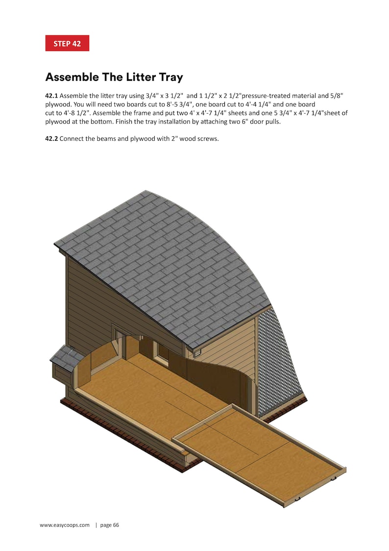 chicken coop litter tray assembly