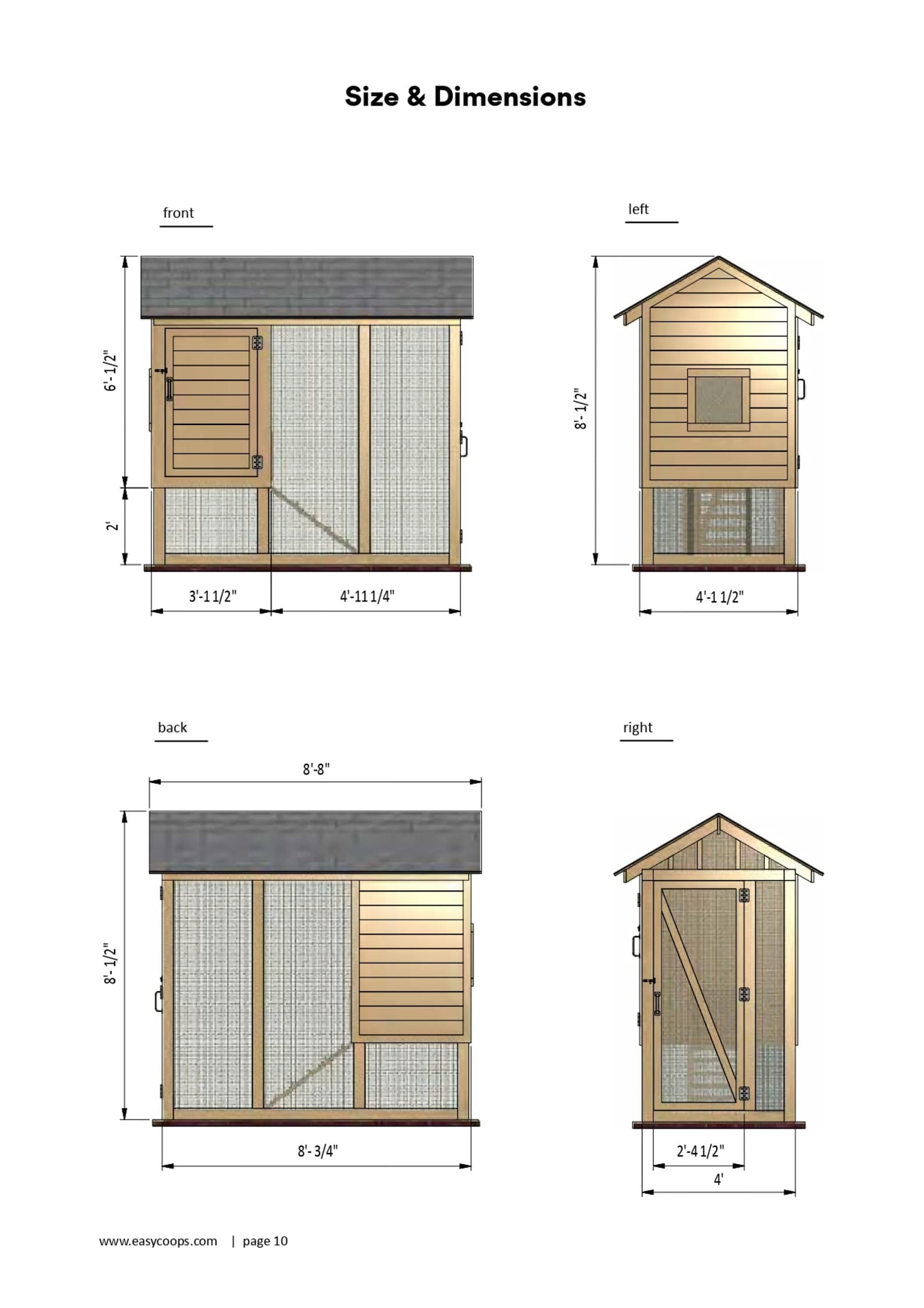 4x8 Chicken Coop Plans DIY Walk in Chicken Run for 8 Chickens (Instant