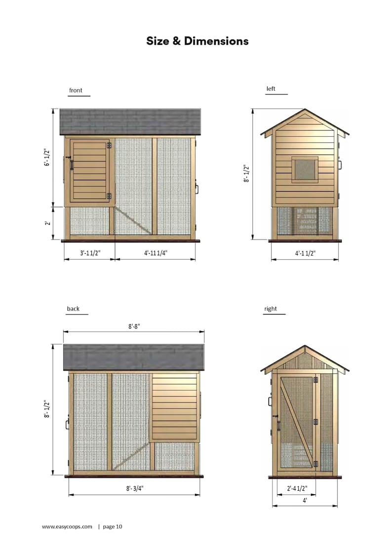4x8 Chicken Coop Plans DIY Walk in Chicken Run for 8 Chickens (Instant