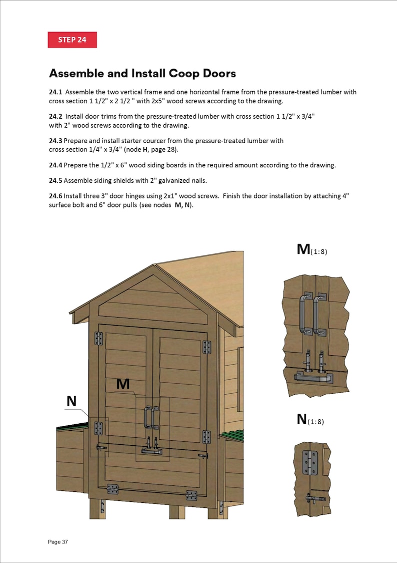 8x15 medium chicken tractor door assembly guide