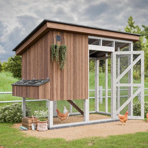 Elevated Chicken Coop Plans With Run for 8 Chickens PDF Plans Imperial and Metric Versions