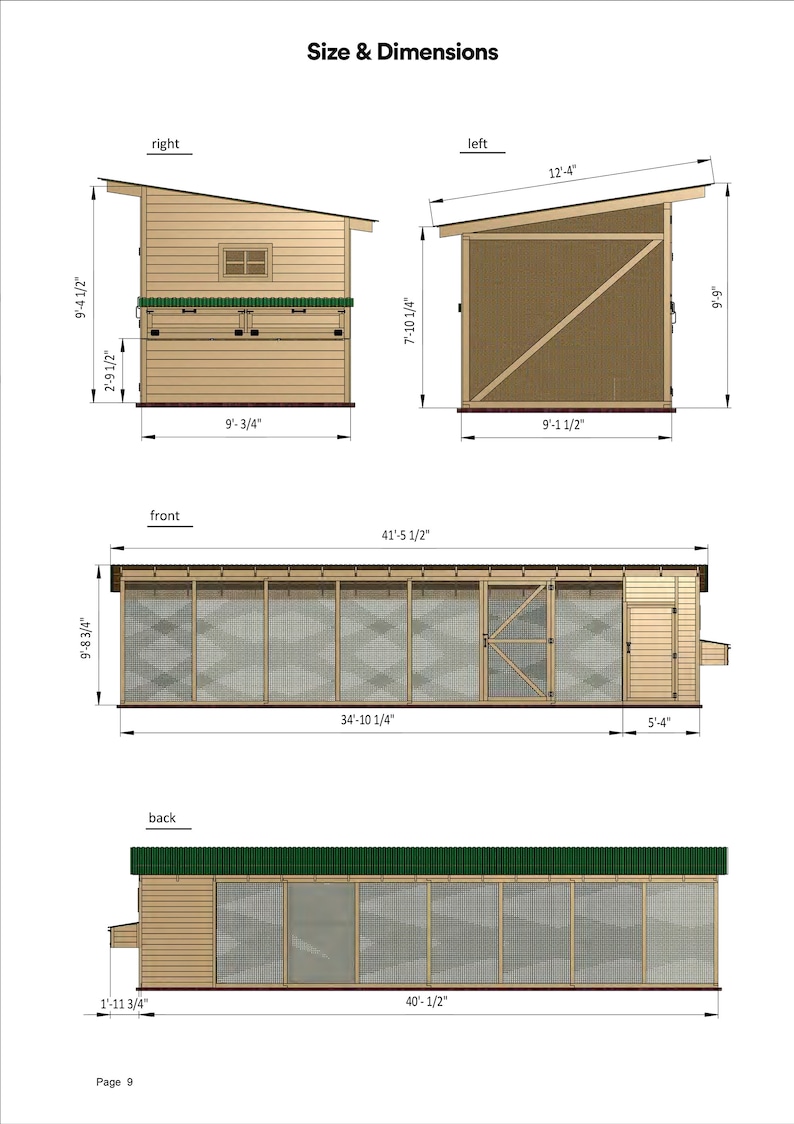 Chicken Coop Plans 9x42 DIY Walk in Chicken Run for 22 Etsy