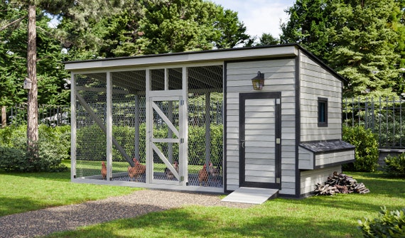 Chicken Coop Plans 20x9 DIY Walk In Chicken Run for 12 chickens