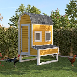5x6 Gambrel Chicken Coop Plans: Walk-In Design for 10 Chickens (PDF)
