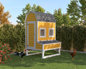 Planos para gallinero tipo Gambrel de 5x6, gallinero transitable para 10 gallinas, proyecto de bricolaje para gallinero (PDF)