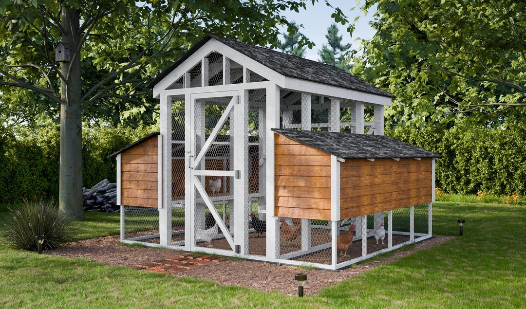 Chicken Coop Plans 10x12 DIY Walk in Chicken Run for 12 Chickens