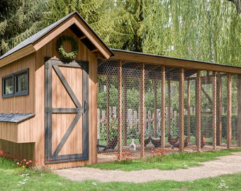 8x20 DIY Chicken Coop and Run Plans – Rustic Walk-In Hen House with Covered Run