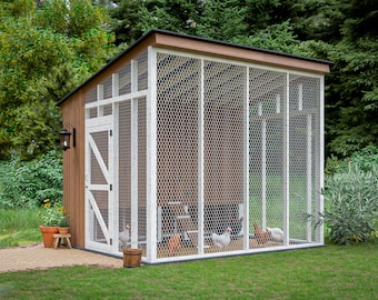10x12 Chicken Coop Plans with Run, Large Walk-In Coop, DIY Backyard Hen House PDF