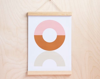 Balance abstract ~ pink, mustard and beige A3 A4 Print. Enhance a living room or gallery wall with this contemporary modern art print