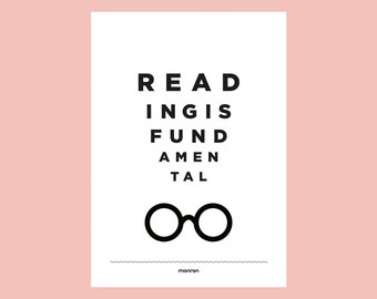 Reading is (what?) Fundamental! RuPaul inspired monochrome artwork quote. Suitable for any interior or nursery / kid's bedroom