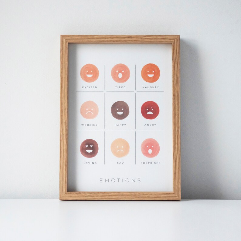 Emotions A4 A3 Hand Painted Digital Print. Children's Bedroom Wall Art ...