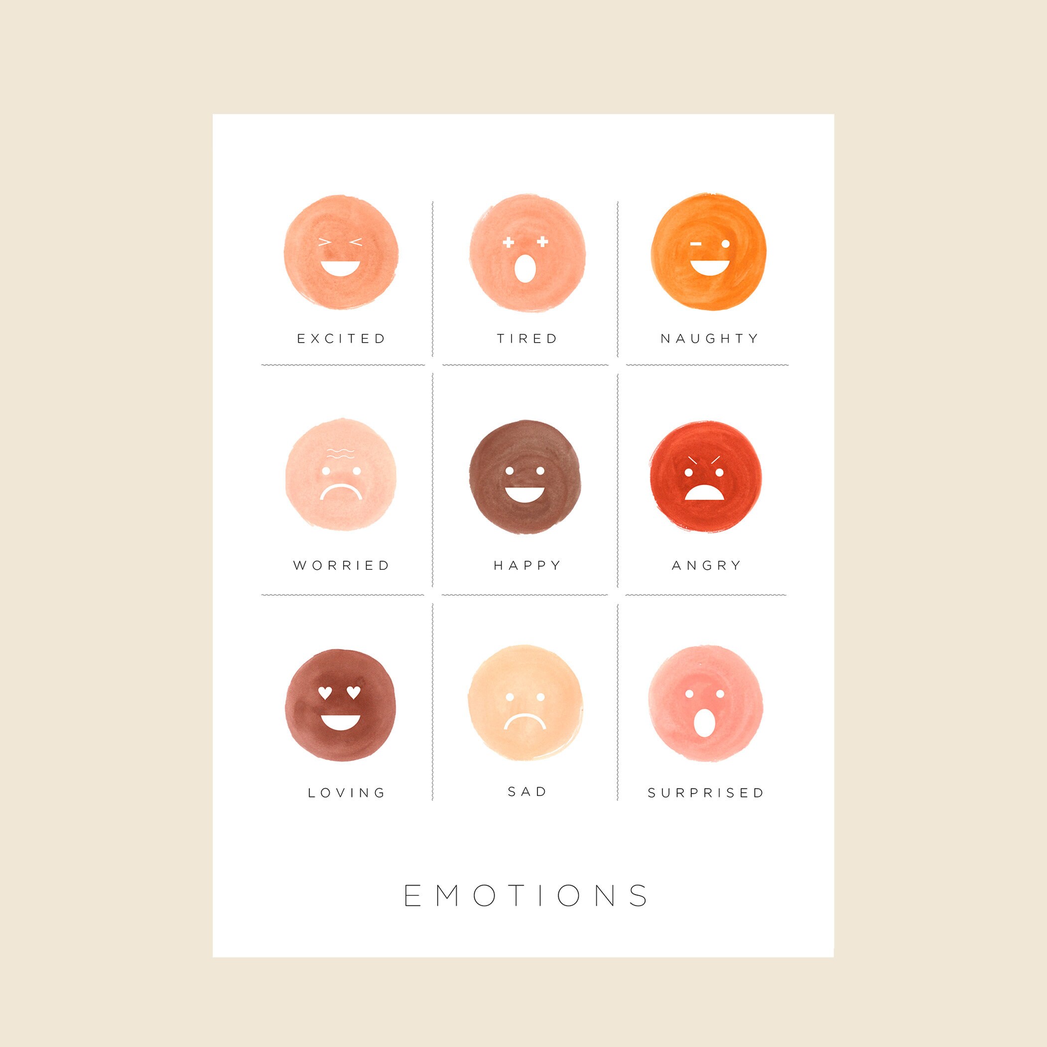 Emotions A4 A3 Hand Painted Digital Print. Children's Bedroom Wall Art ...