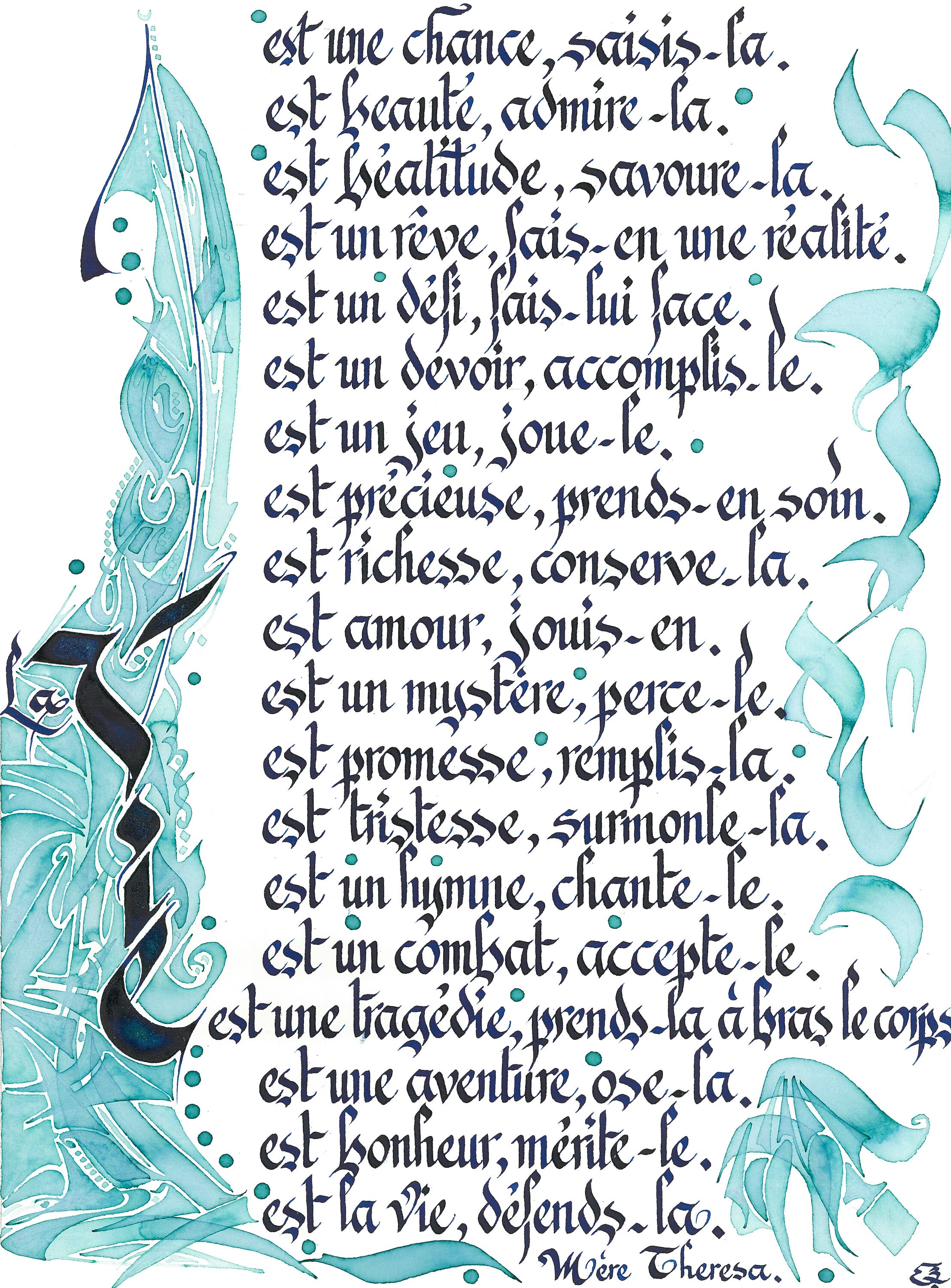 Calligraphie Originale d'untexte