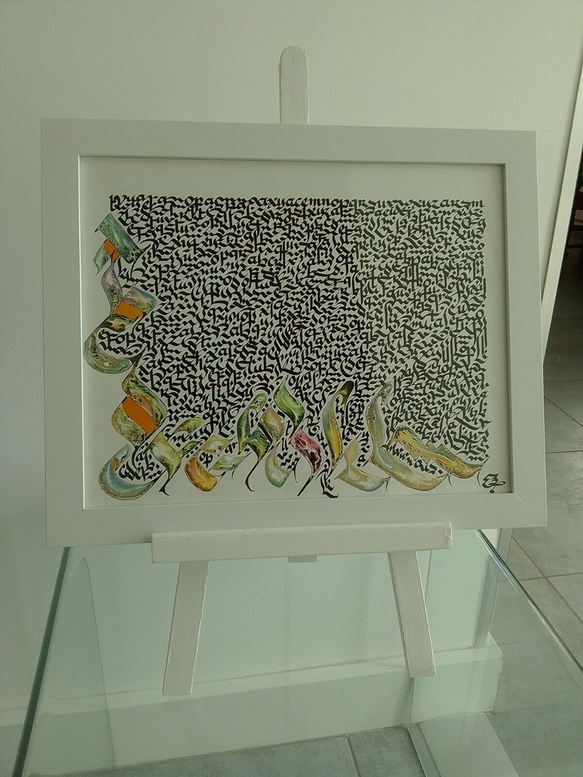 Calligraphie Format 24x30cm Encadrée