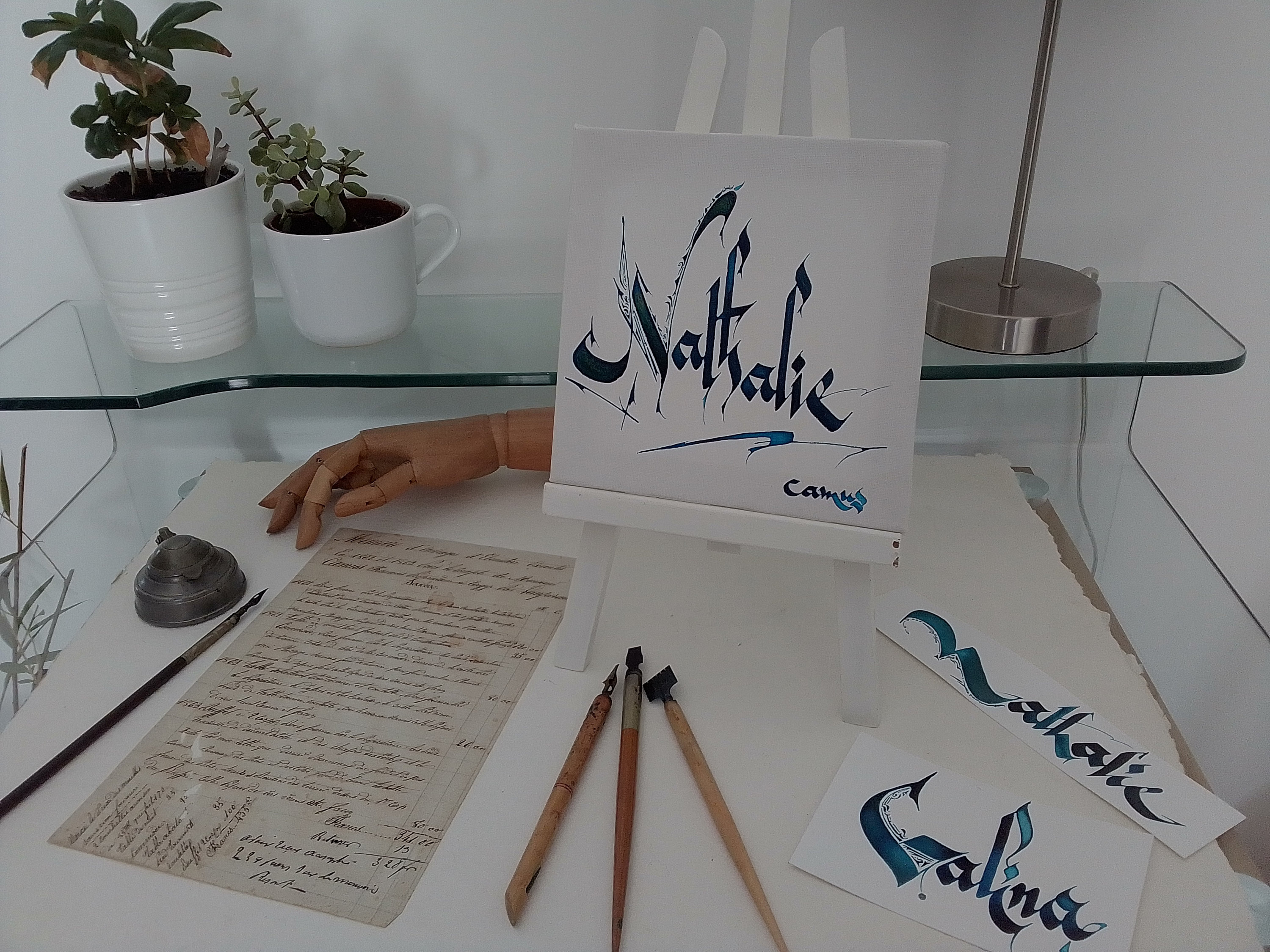 Prénom Calligraphié sur Toile Format 19, 5x19, 5cm