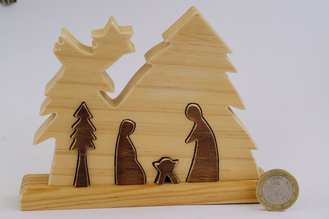 Holz Puzzle Krippe Aus Tannenholz Mit Sockel Gr e Nr 2 Etsy