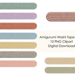 Kawaii Washi Tape Clipart | 10 söta virkade PNG-klistermärken | Digital planerare | GoodNotes Notability | Ladda ner