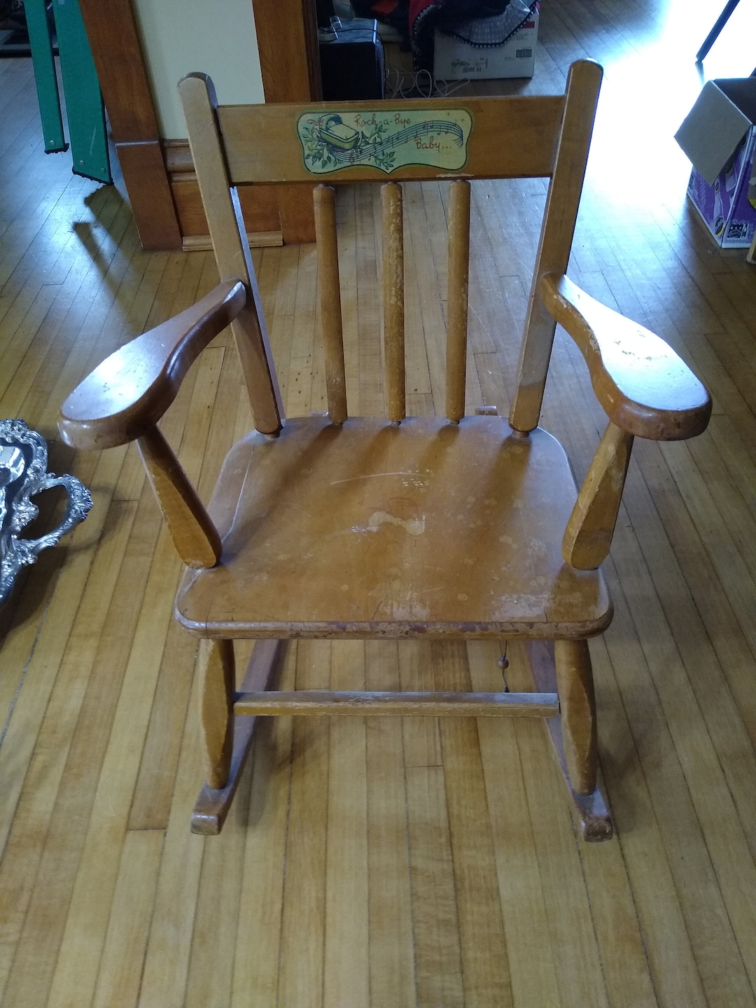 Antique childs rocking chair with music box shop
