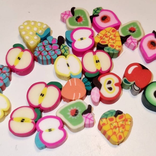 Fimo polymer clay fruit beads with holes for jewellery/jewelry making