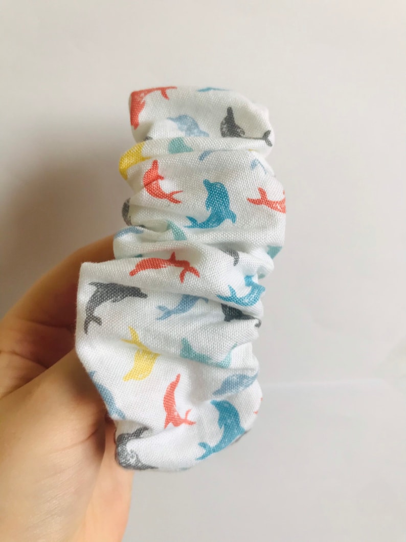 White Multi Coloured Dolphin Scrunchie