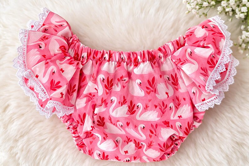 Swan Ruffed Baby Girl/toddler Ruffle Pink Swan Bloomers - Etsy UK