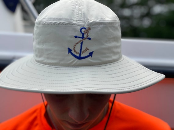 Fishing Boonie Hat Boating Anchor Bucket Hat Embroidered Anchor 