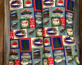 Fishing theme Heating pad rice bag large pillow. Microwave unscented or lavender