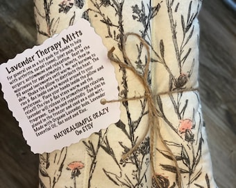 Hand and wrist heat mitts microwaveable Lavender essential oil and buds