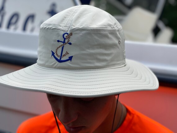 Fishing Boonie Hat Boating Anchor Bucket Hat Embroidered Anchor 