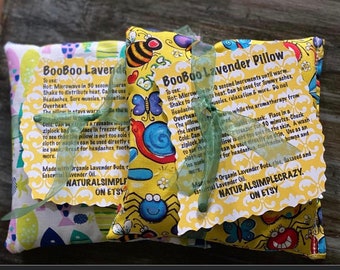 Kids heat/ice pillow pad booboo pillow lavender optional organic rice & organic flax.