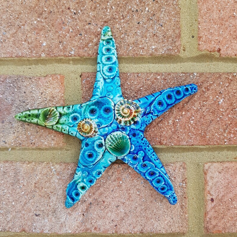 Handmade quirky starfish wall hanging decor. Unique ceramic uk Etsy