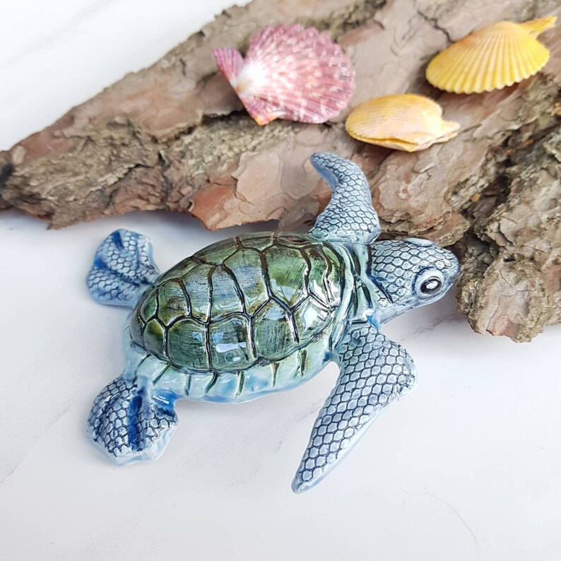 Baby Sea Turtle wall hanging decor. Quirky ceramic uk pottery. Etsy